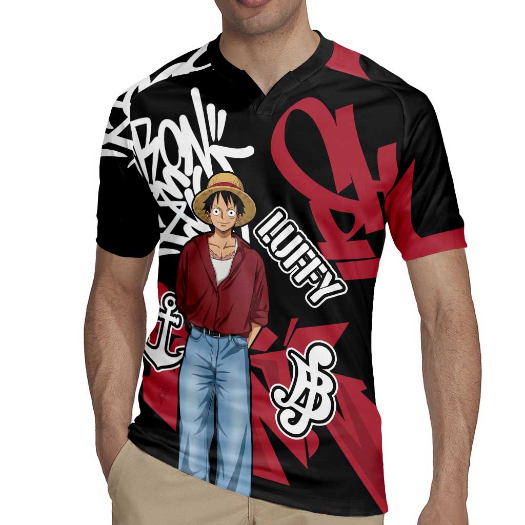 Monkey D. Luffy One Piece Rugby Jersey Graffiti Street Art Anime Collage