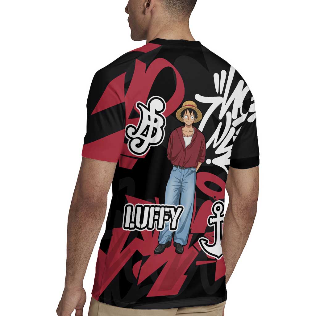 Monkey D. Luffy One Piece Rugby Jersey Graffiti Street Art Anime Collage