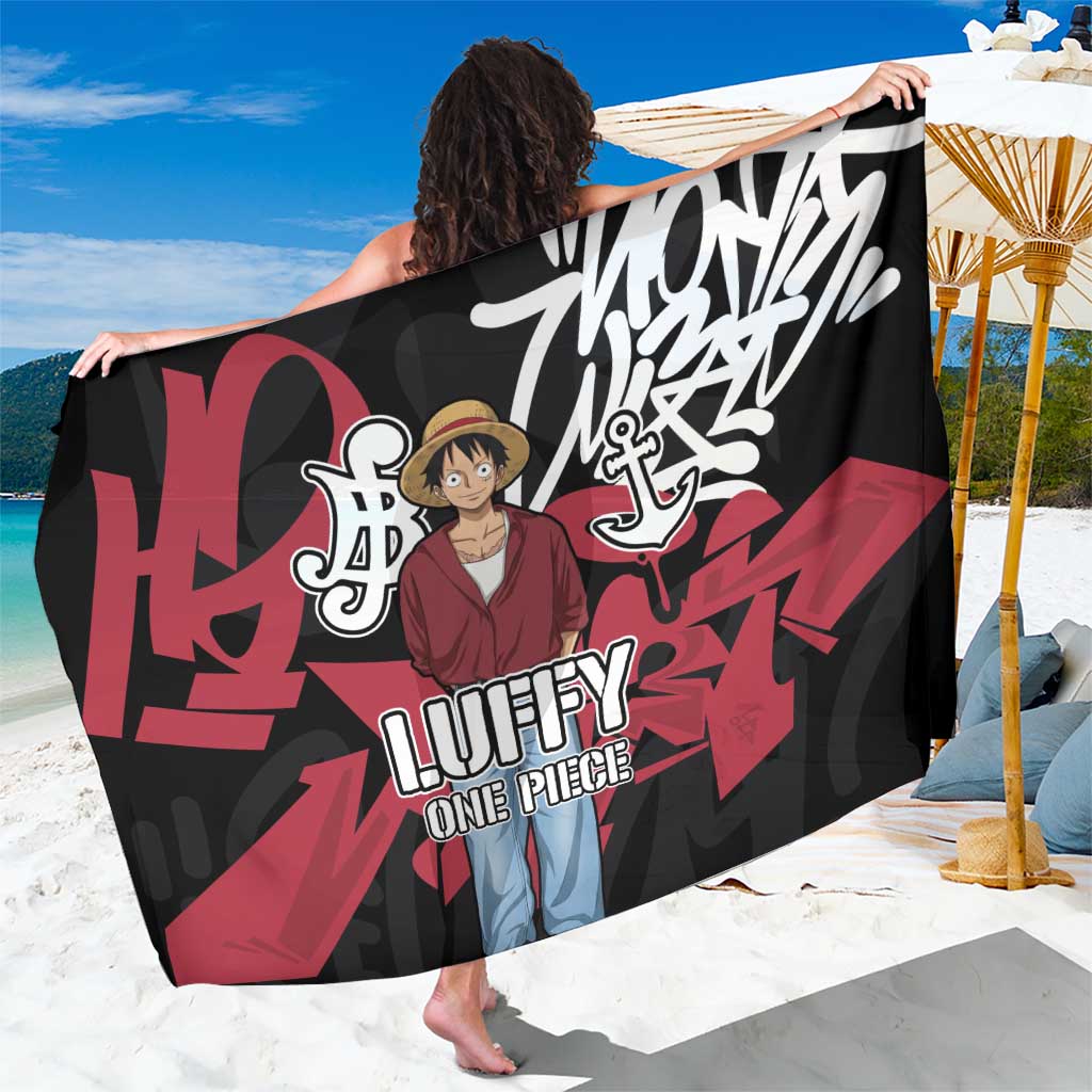 Monkey D. Luffy One Piece Sarong Graffiti Street Art Anime Collage