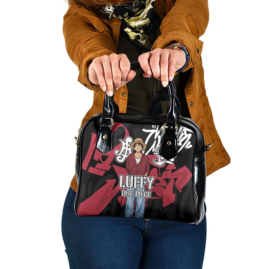 Monkey D. Luffy One Piece Shoulder Handbag Graffiti Street Art Anime Collage