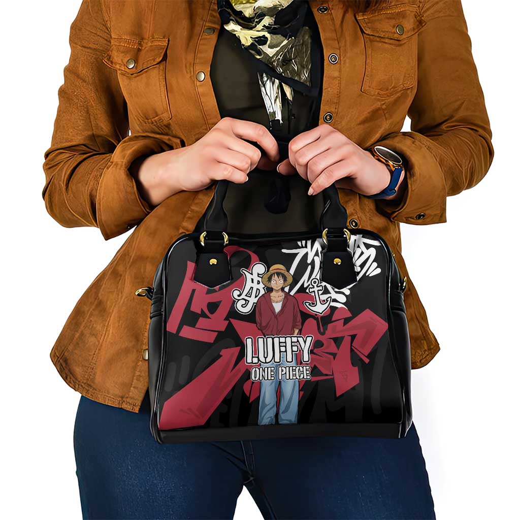 Monkey D. Luffy One Piece Shoulder Handbag Graffiti Street Art Anime Collage