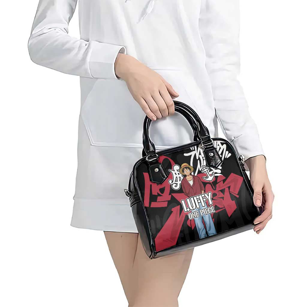 Monkey D. Luffy One Piece Shoulder Handbag Graffiti Street Art Anime Collage