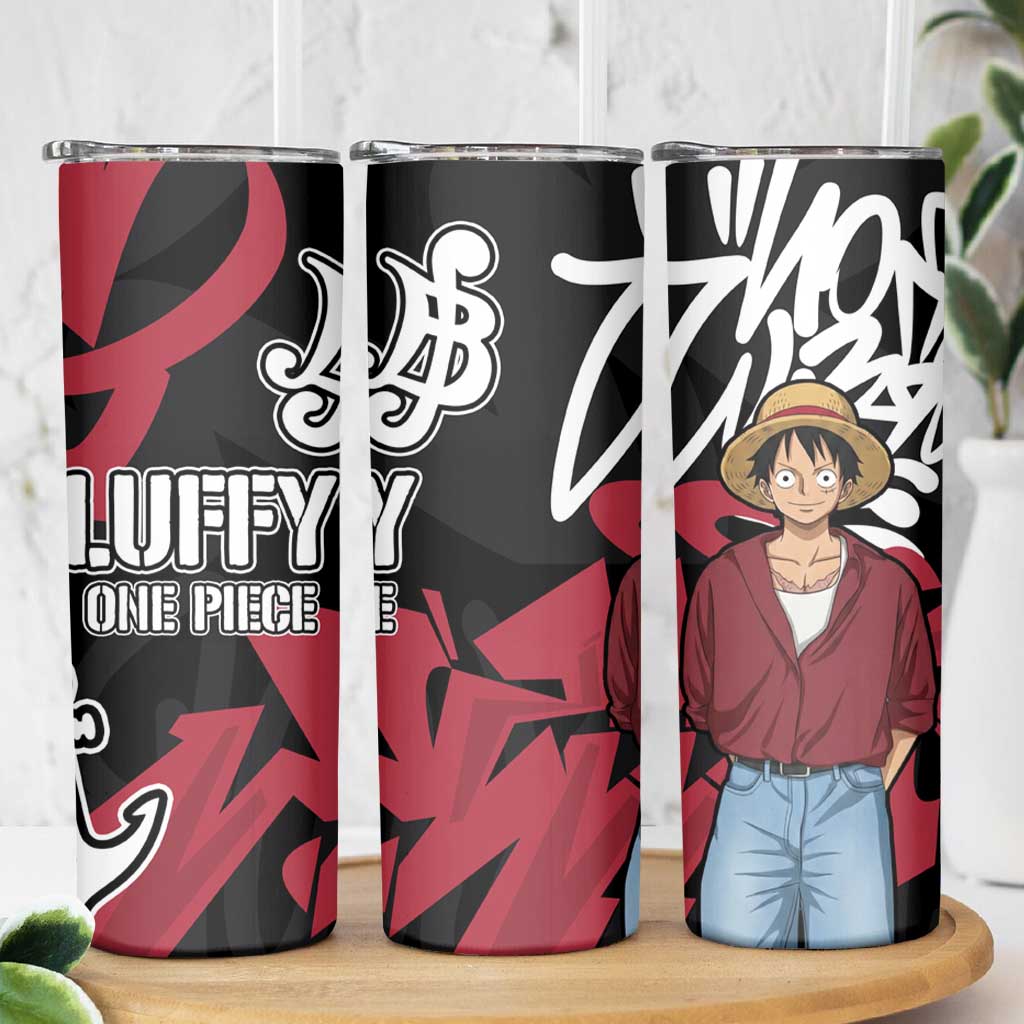 Monkey D. Luffy One Piece Skinny Tumbler Graffiti Street Art Anime Collage
