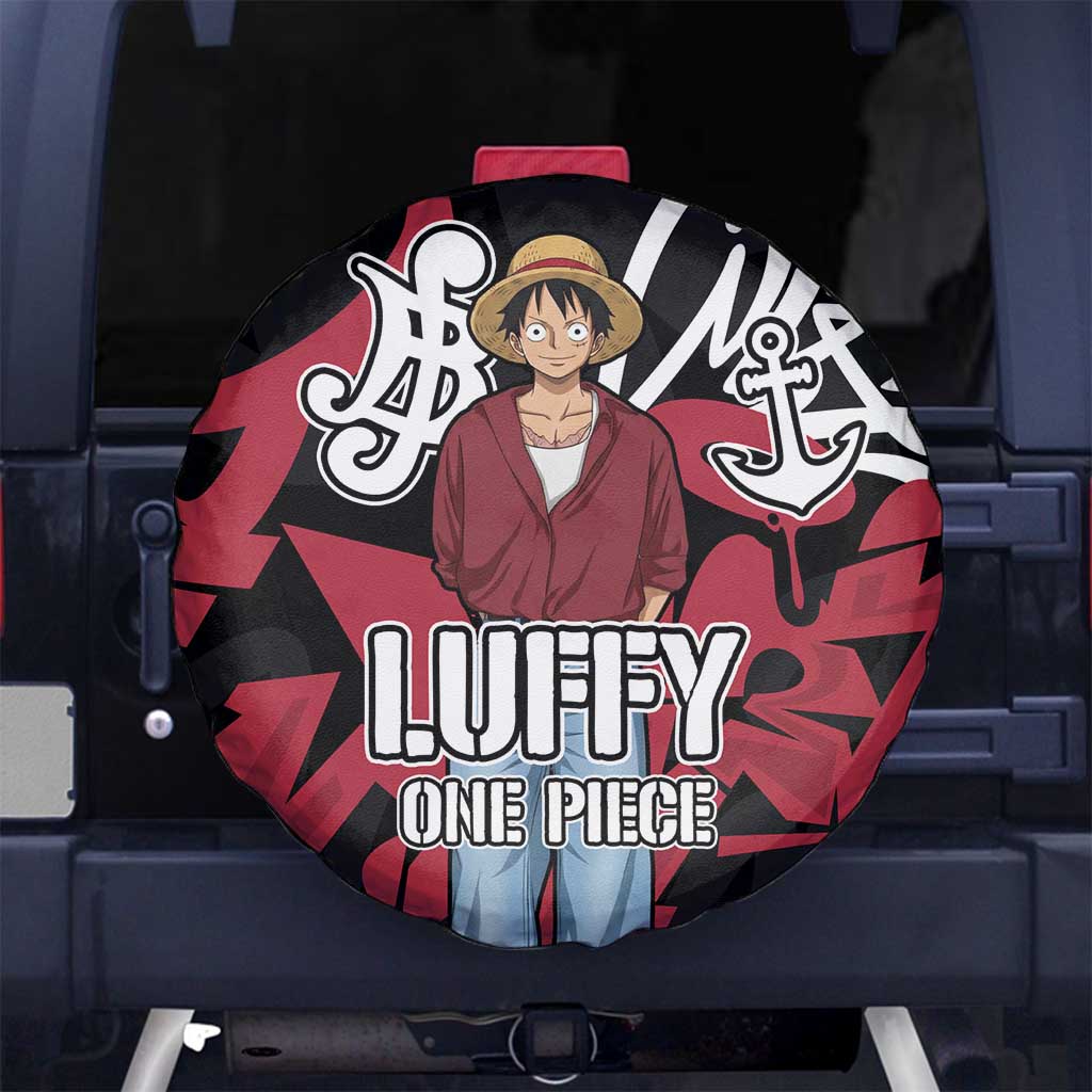 Monkey D. Luffy One Piece Spare Tire Cover Graffiti Street Art Anime Collage