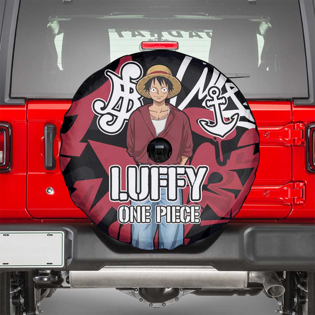 Monkey D. Luffy One Piece Spare Tire Cover Graffiti Street Art Anime Collage