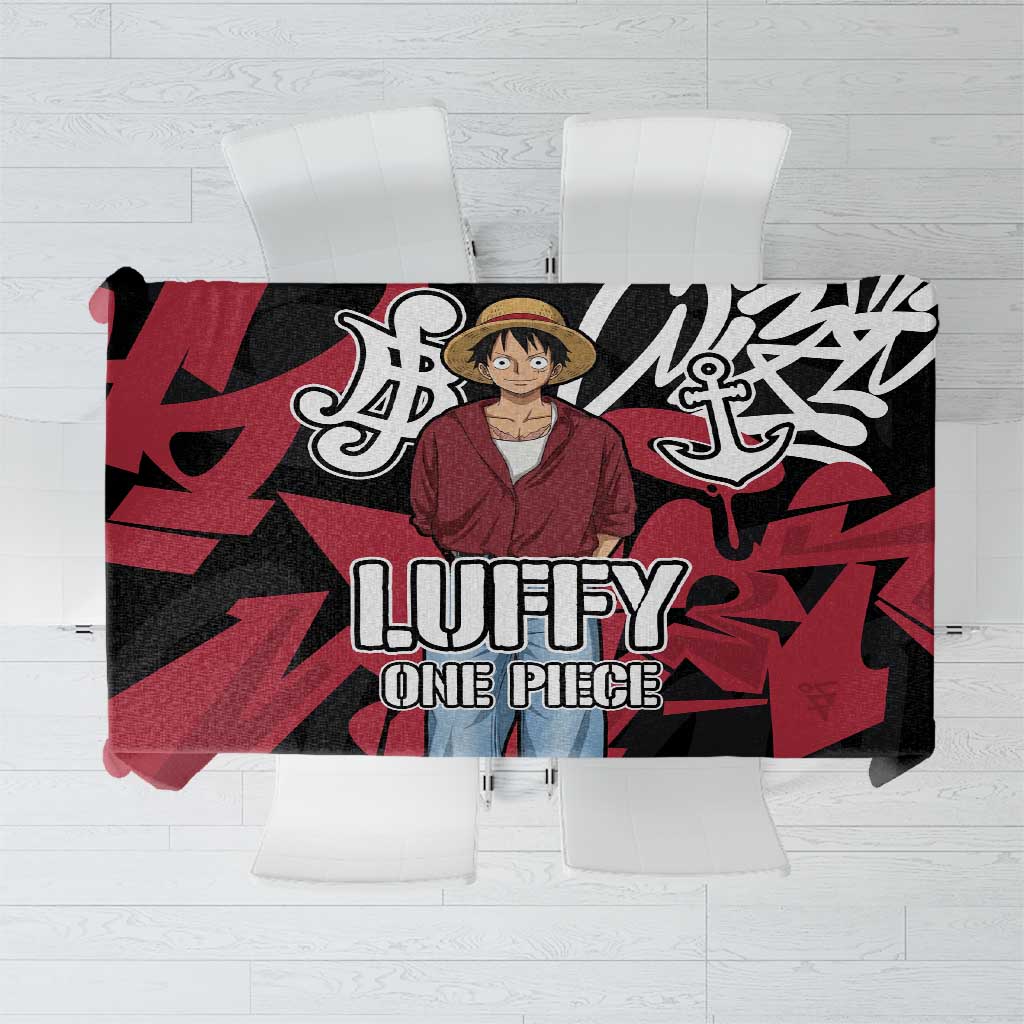 Monkey D. Luffy One Piece Tablecloth Graffiti Street Art Anime Collage