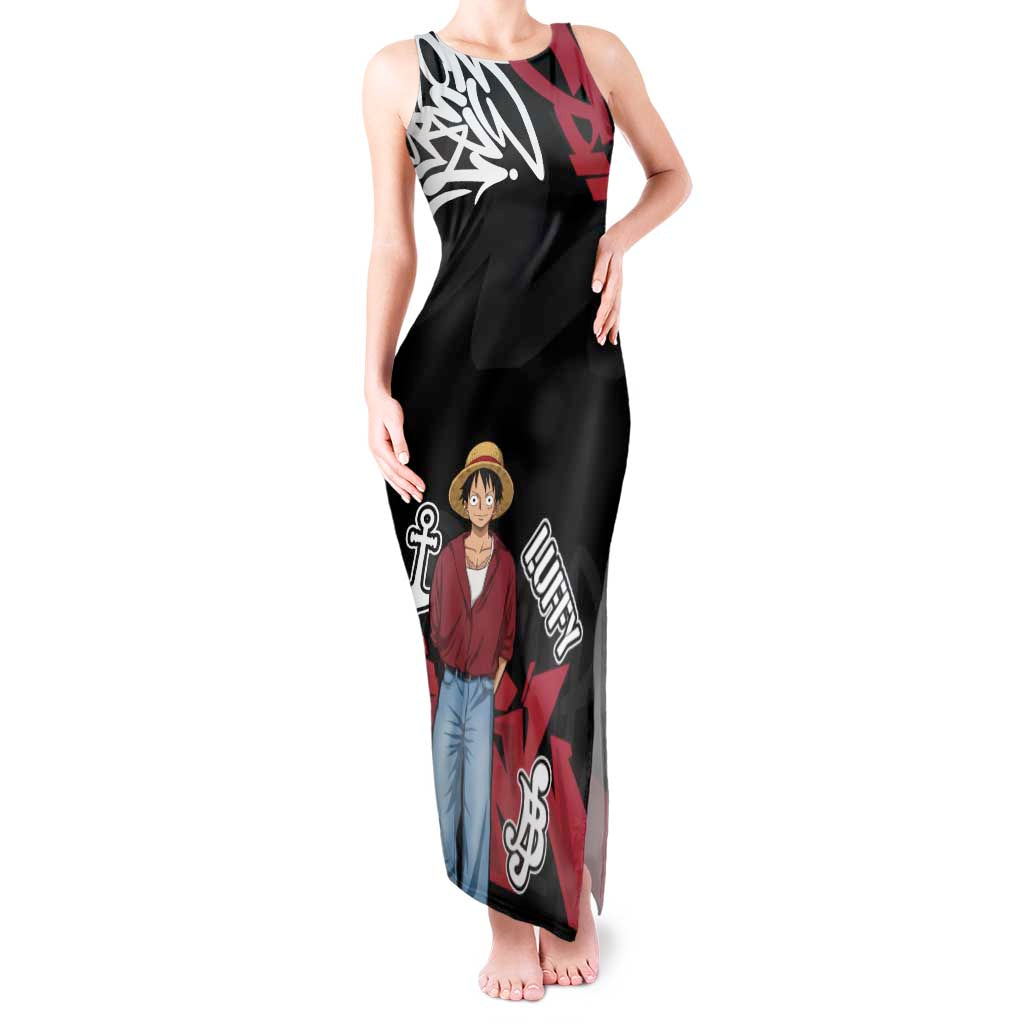 Monkey D. Luffy One Piece Tank Maxi Dress Graffiti Street Art Anime Collage