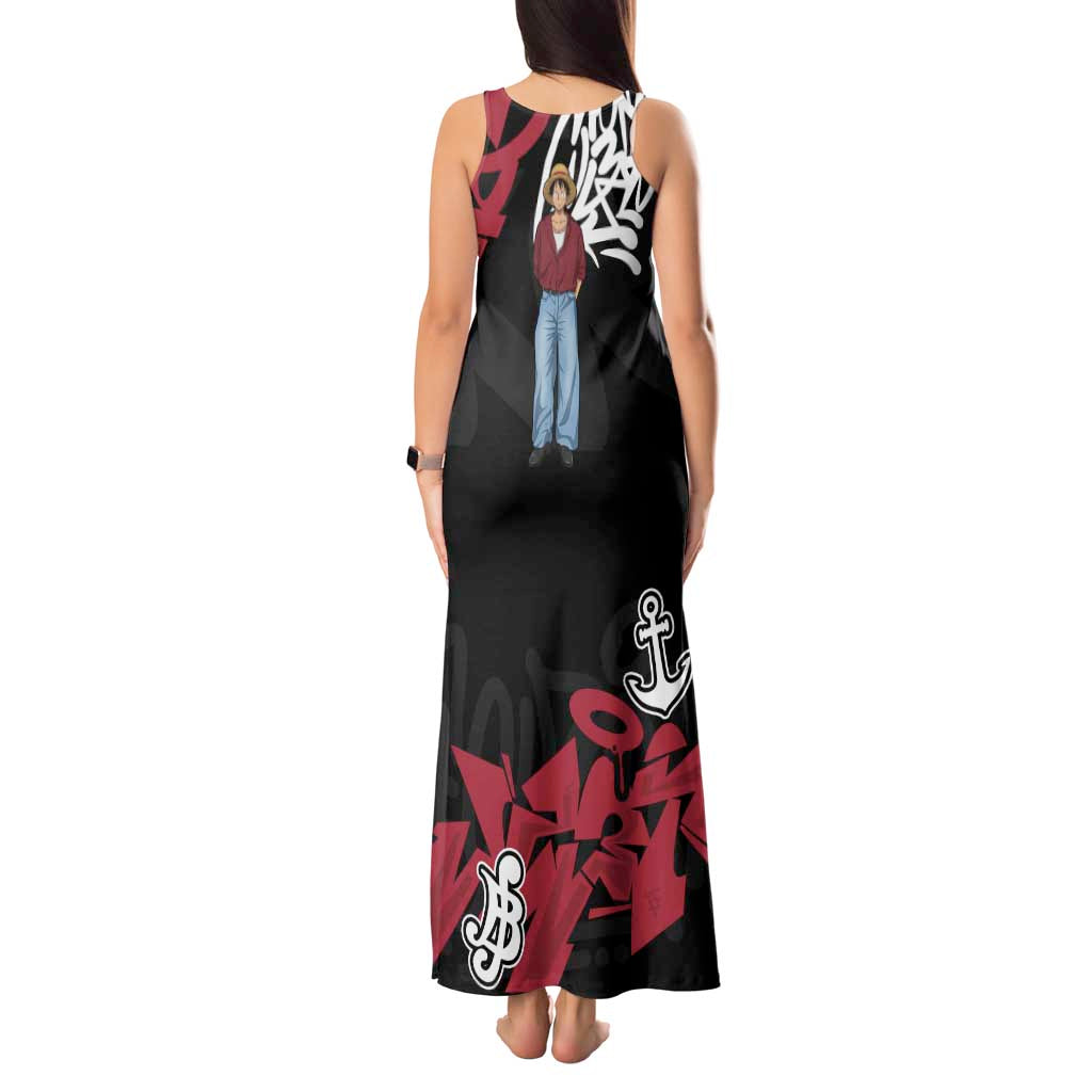 Monkey D. Luffy One Piece Tank Maxi Dress Graffiti Street Art Anime Collage