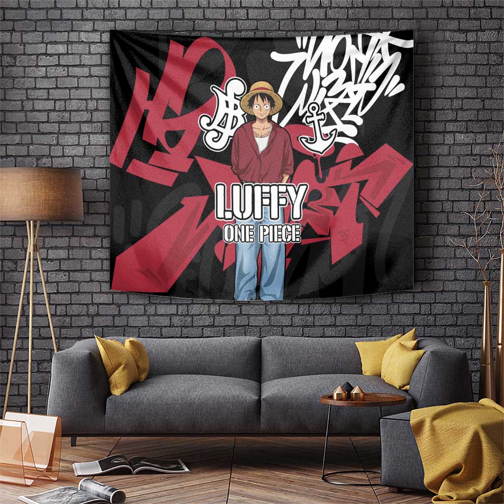 Monkey D. Luffy One Piece Tapestry Graffiti Street Art Anime Collage
