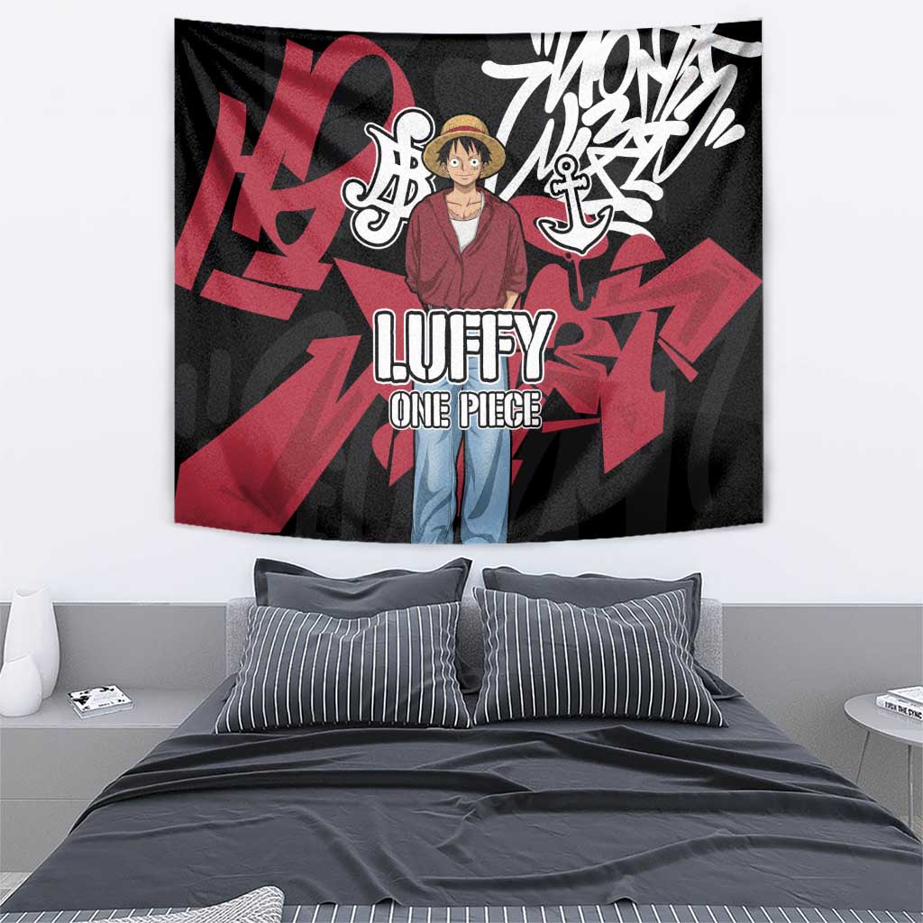 Monkey D. Luffy One Piece Tapestry Graffiti Street Art Anime Collage