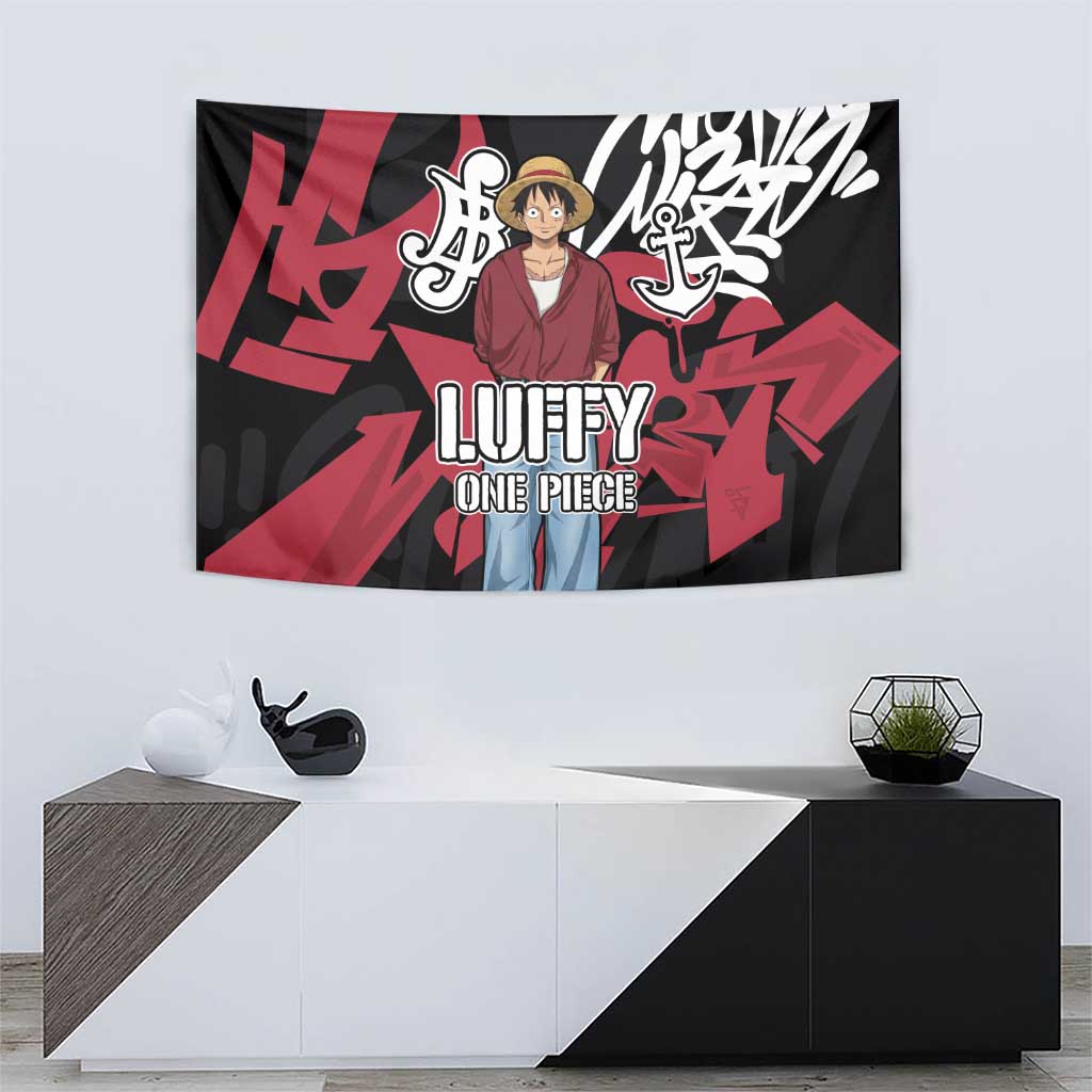 Monkey D. Luffy One Piece Tapestry Graffiti Street Art Anime Collage