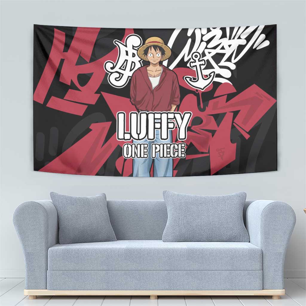 Monkey D. Luffy One Piece Tapestry Graffiti Street Art Anime Collage