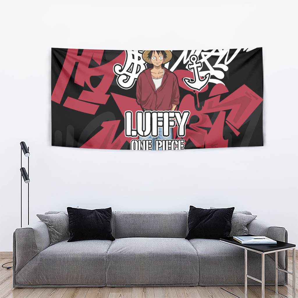 Monkey D. Luffy One Piece Tapestry Graffiti Street Art Anime Collage