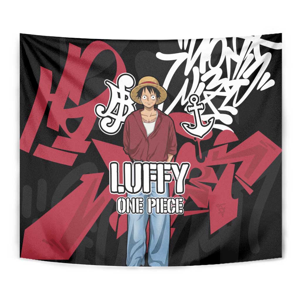 Monkey D. Luffy One Piece Tapestry Graffiti Street Art Anime Collage