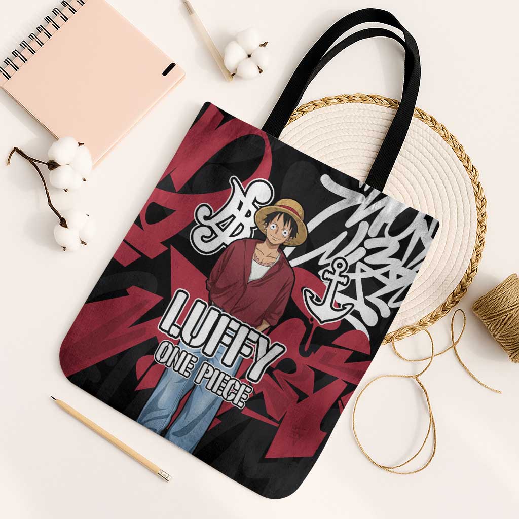 Monkey D. Luffy One Piece Tote Bag Graffiti Street Art Anime Collage