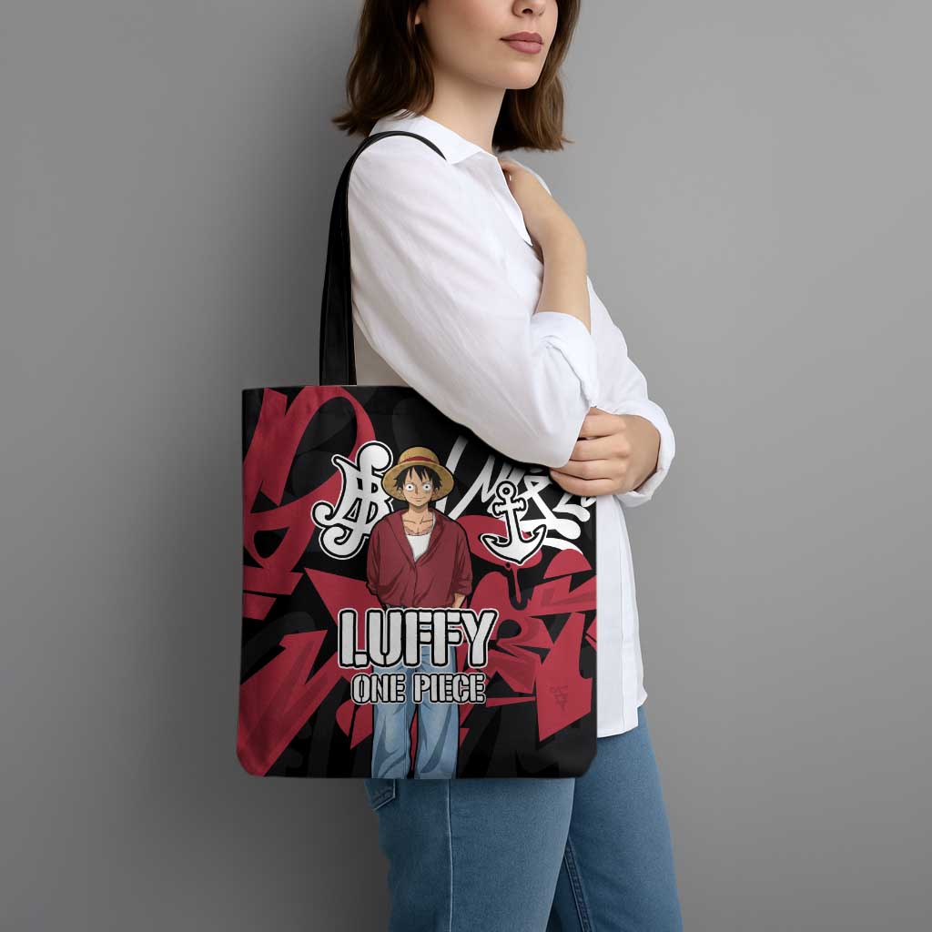 Monkey D. Luffy One Piece Tote Bag Graffiti Street Art Anime Collage
