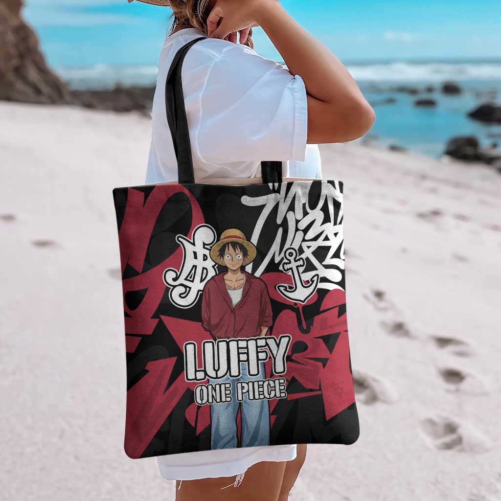 Monkey D. Luffy One Piece Tote Bag Graffiti Street Art Anime Collage