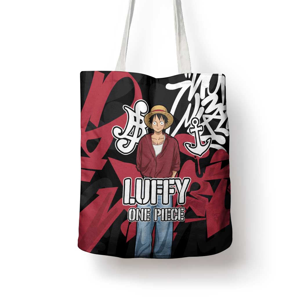 Monkey D. Luffy One Piece Tote Bag Graffiti Street Art Anime Collage