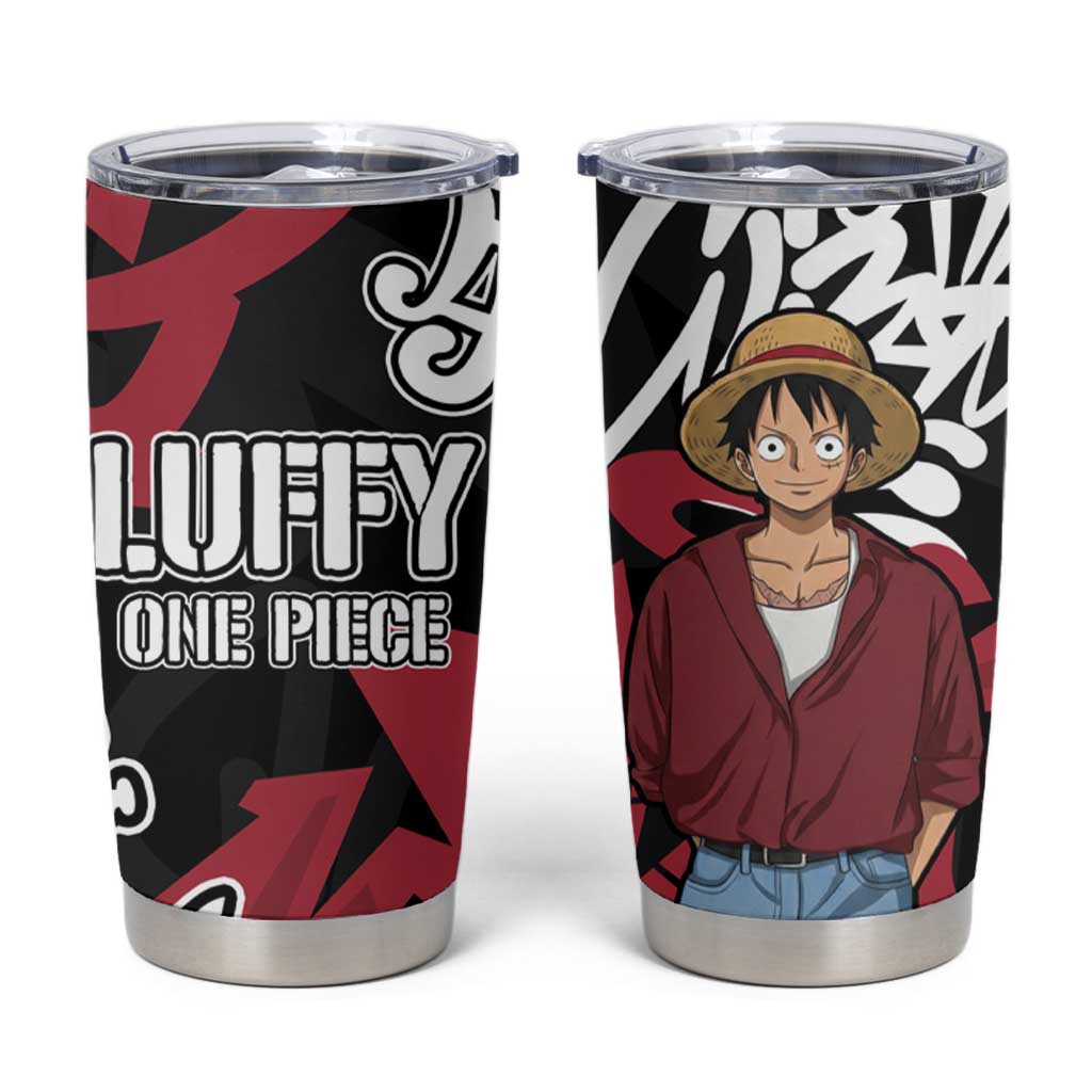 Monkey D. Luffy One Piece Tumbler Cup Graffiti Street Art Anime Collage