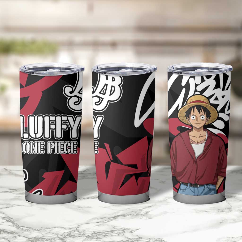 Monkey D. Luffy One Piece Tumbler Cup Graffiti Street Art Anime Collage