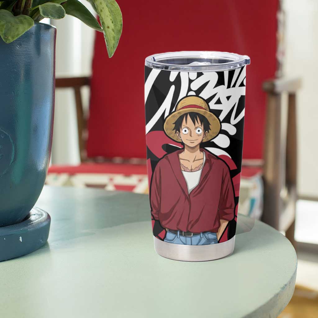 Monkey D. Luffy One Piece Tumbler Cup Graffiti Street Art Anime Collage