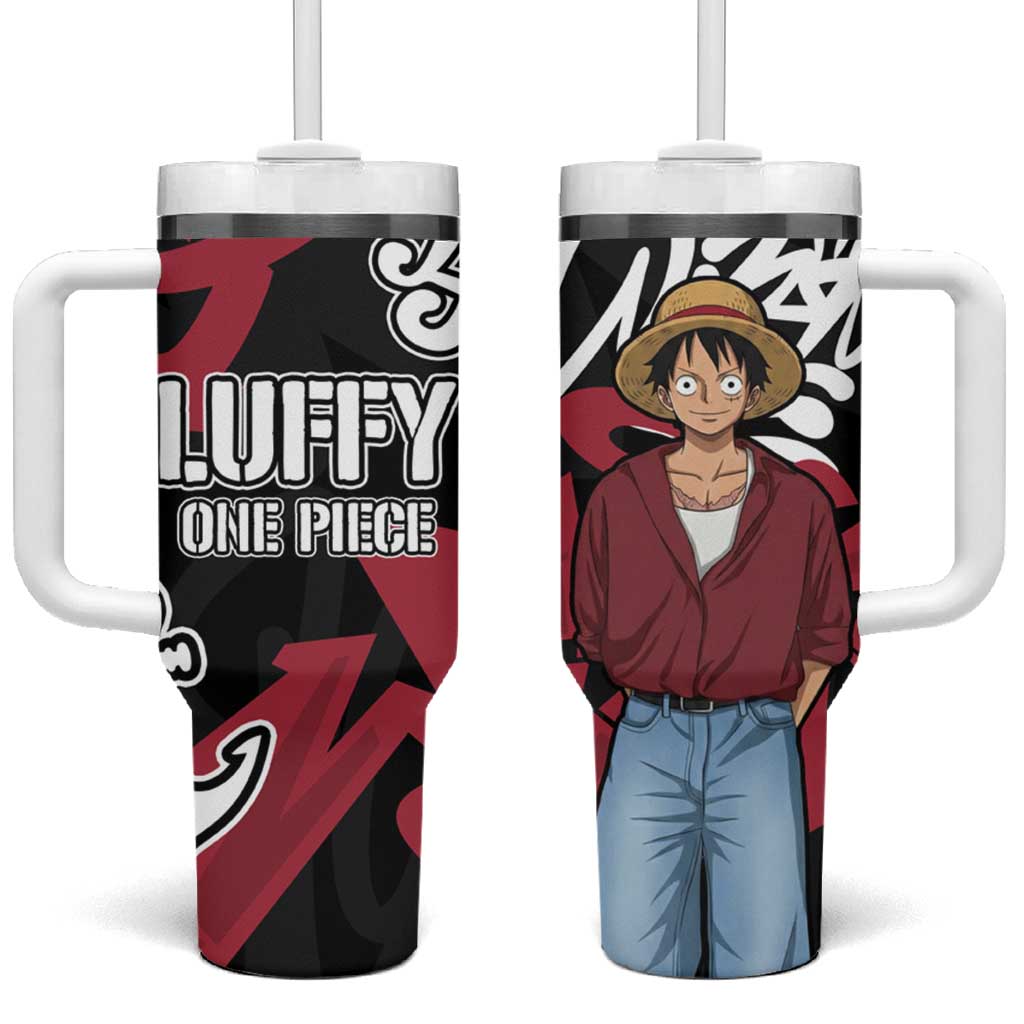 Monkey D. Luffy One Piece Tumbler With Handle Graffiti Street Art Anime Collage