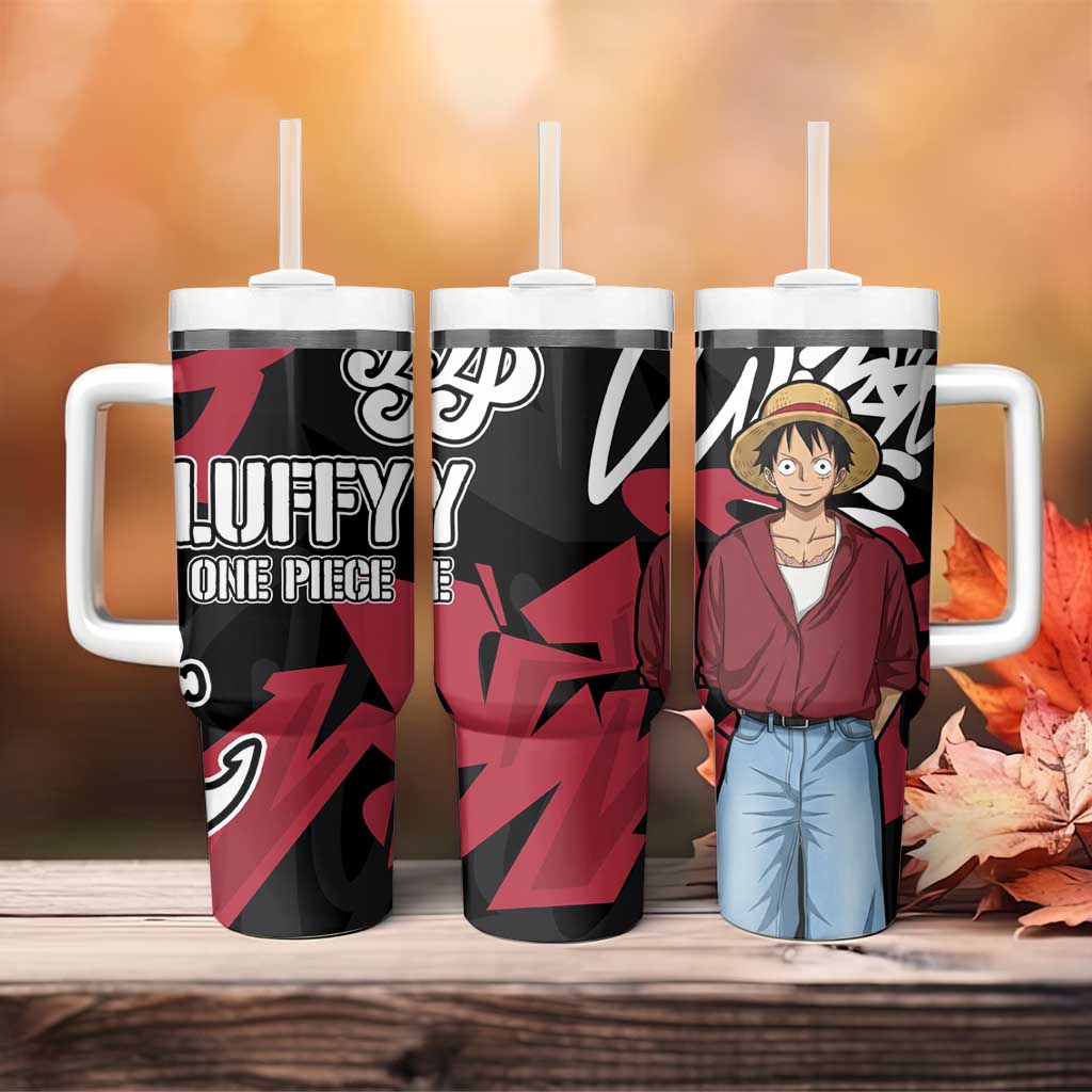 Monkey D. Luffy One Piece Tumbler With Handle Graffiti Street Art Anime Collage