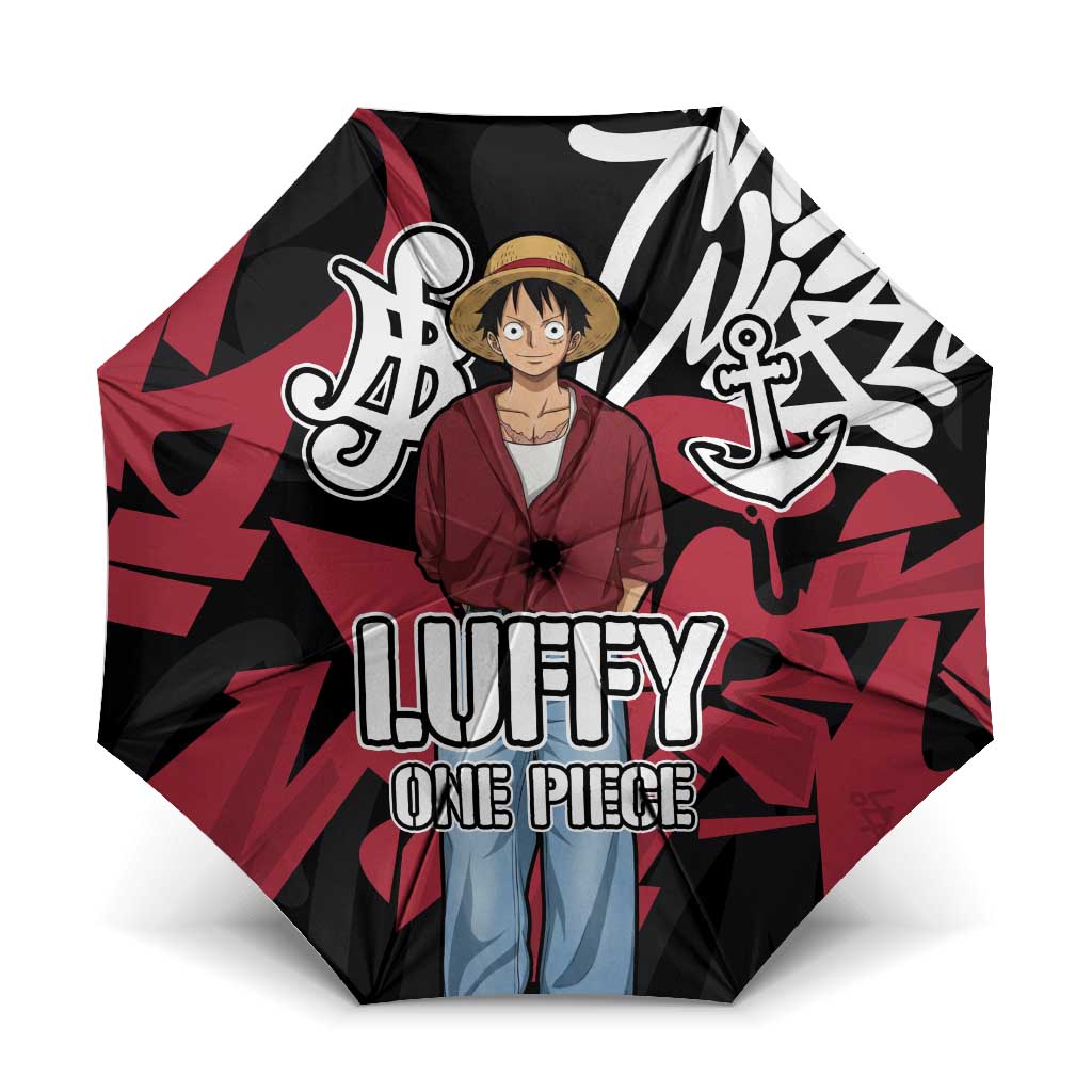 Monkey D. Luffy One Piece Umbrella Graffiti Street Art Anime Collage