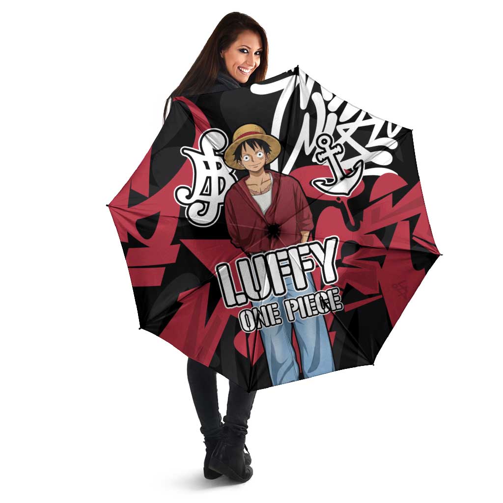 Monkey D. Luffy One Piece Umbrella Graffiti Street Art Anime Collage