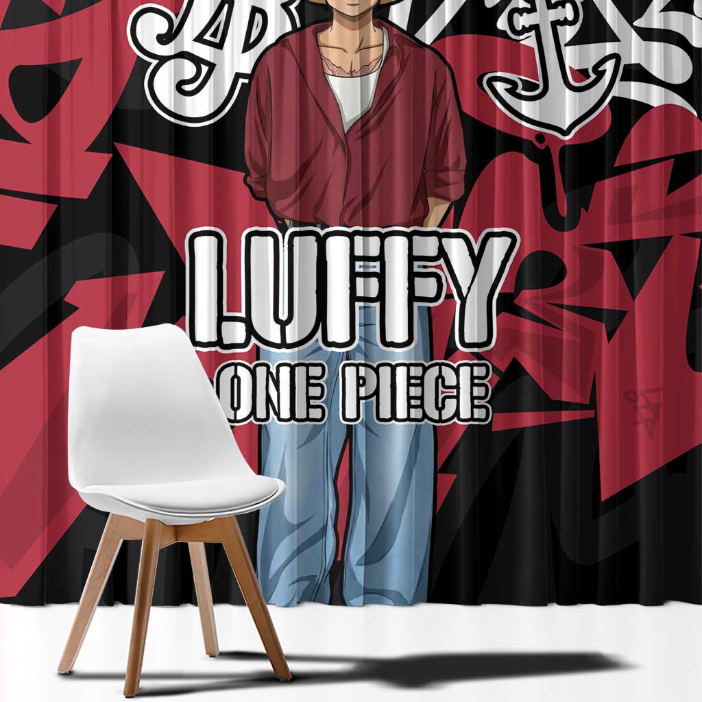 Monkey D. Luffy One Piece Window Curtain Graffiti Street Art Anime Collage