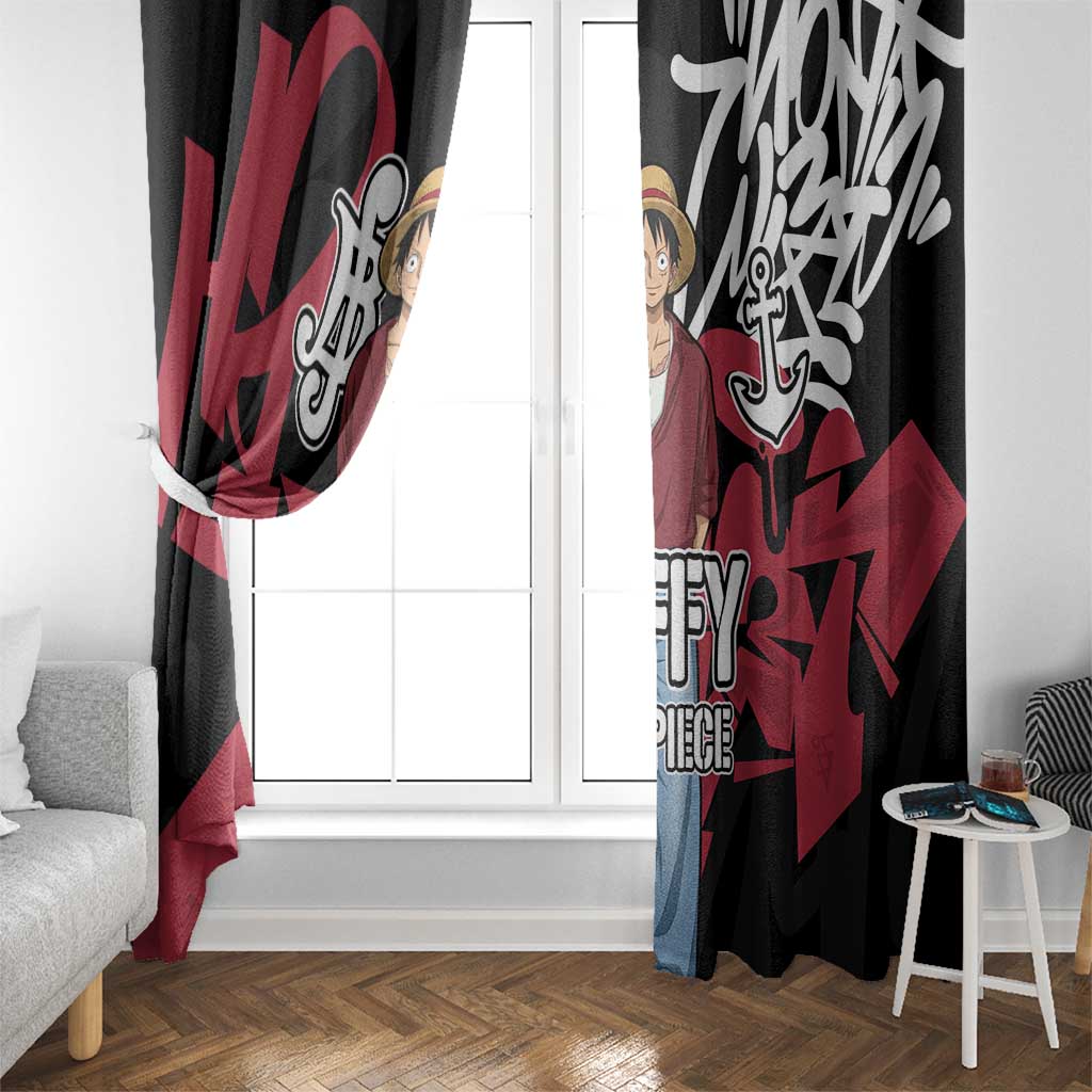 Monkey D. Luffy One Piece Window Curtain Graffiti Street Art Anime Collage
