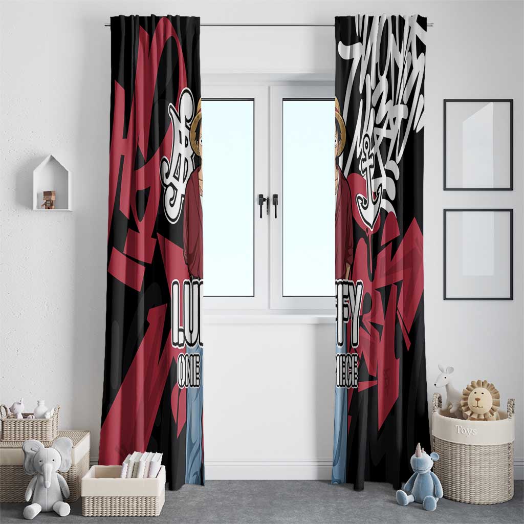 Monkey D. Luffy One Piece Window Curtain Graffiti Street Art Anime Collage