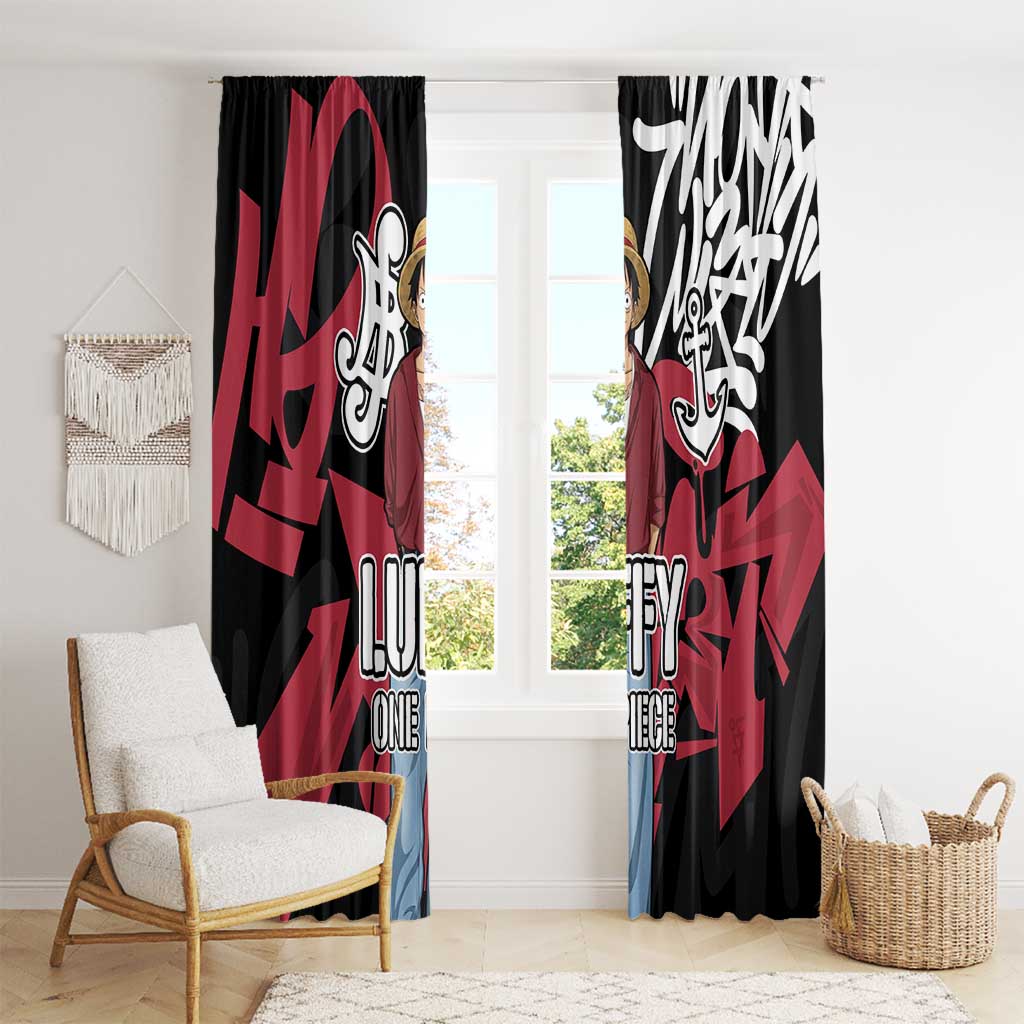 Monkey D. Luffy One Piece Window Curtain Graffiti Street Art Anime Collage