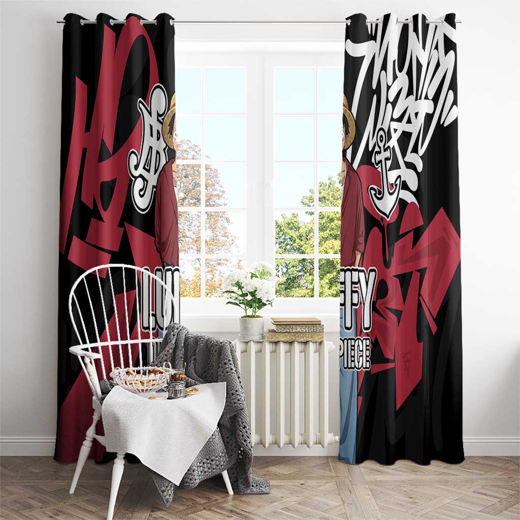 Monkey D. Luffy One Piece Window Curtain Graffiti Street Art Anime Collage
