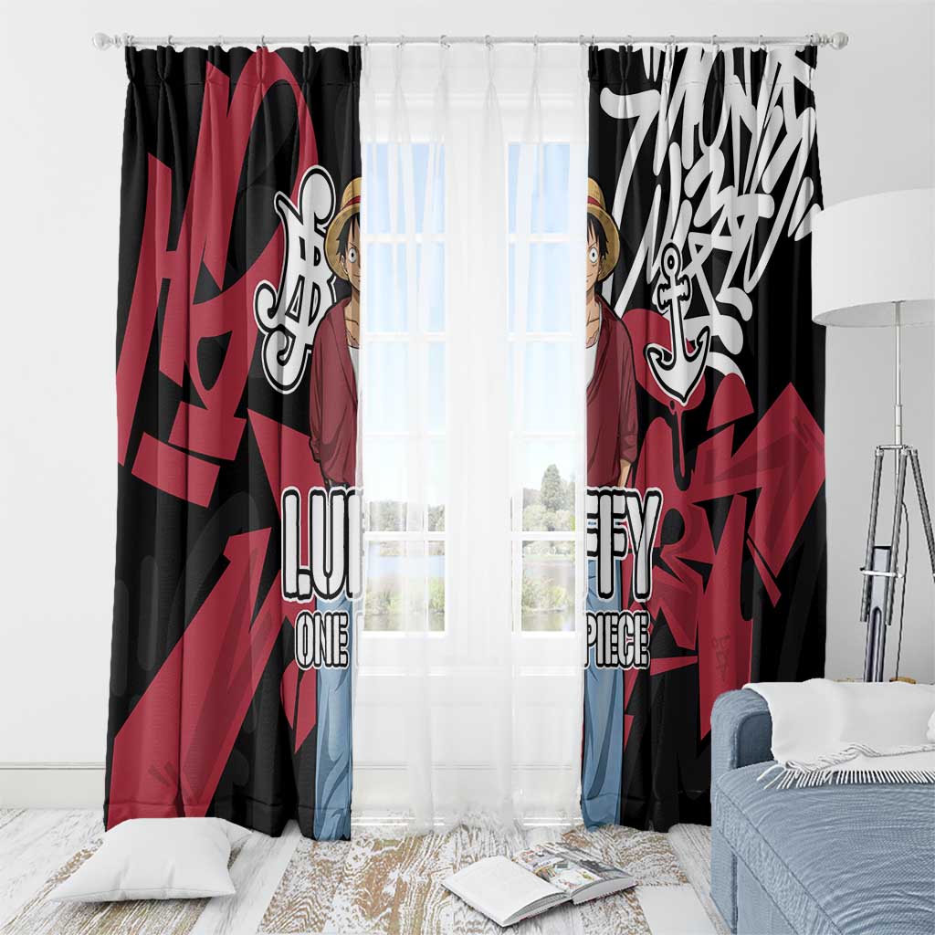 Monkey D. Luffy One Piece Window Curtain Graffiti Street Art Anime Collage