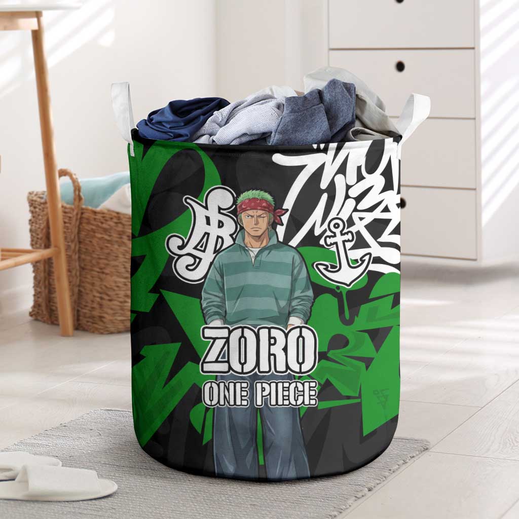 Roronoa Zoro One Piece Laundry Basket Graffiti Street Art Anime Collage