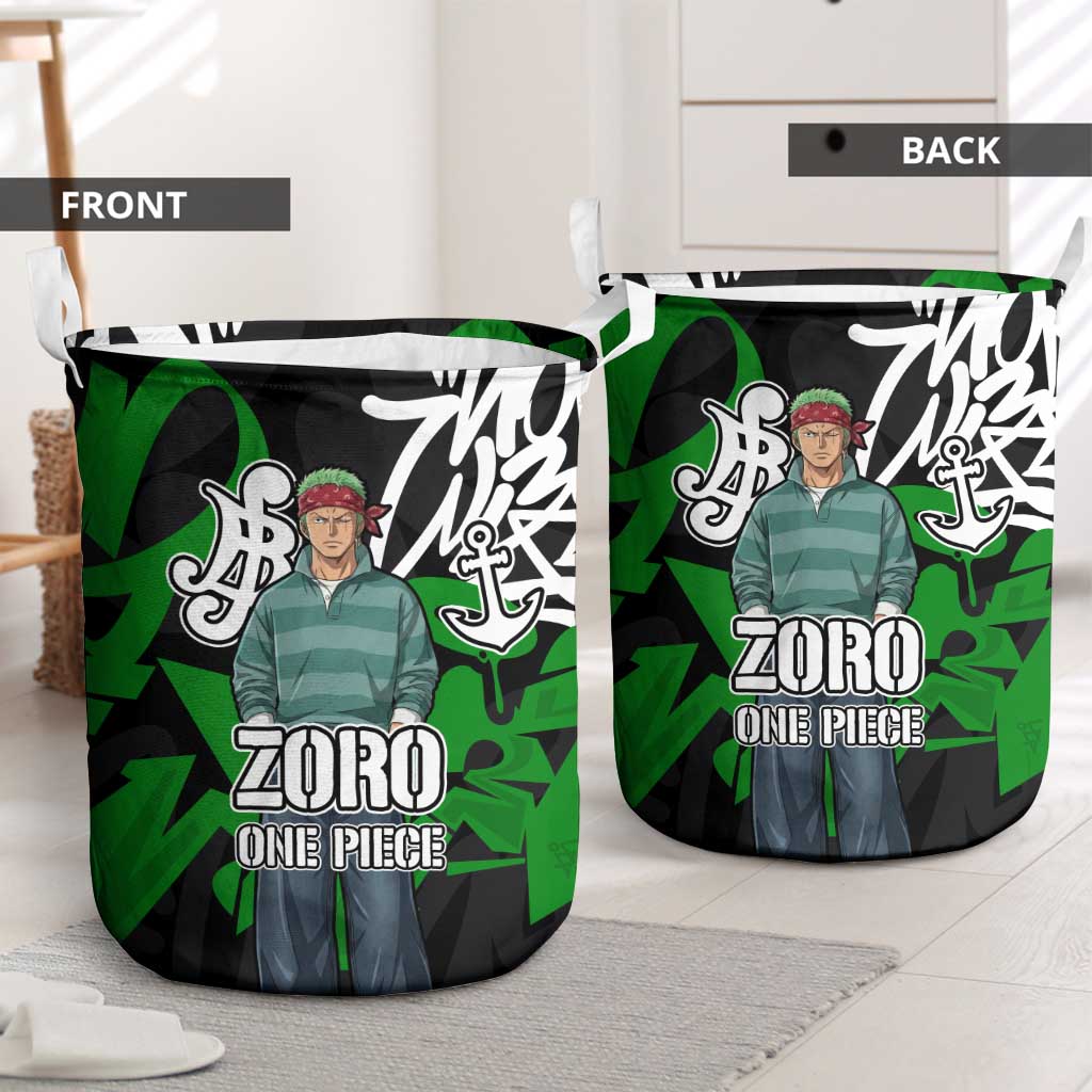 Roronoa Zoro One Piece Laundry Basket Graffiti Street Art Anime Collage