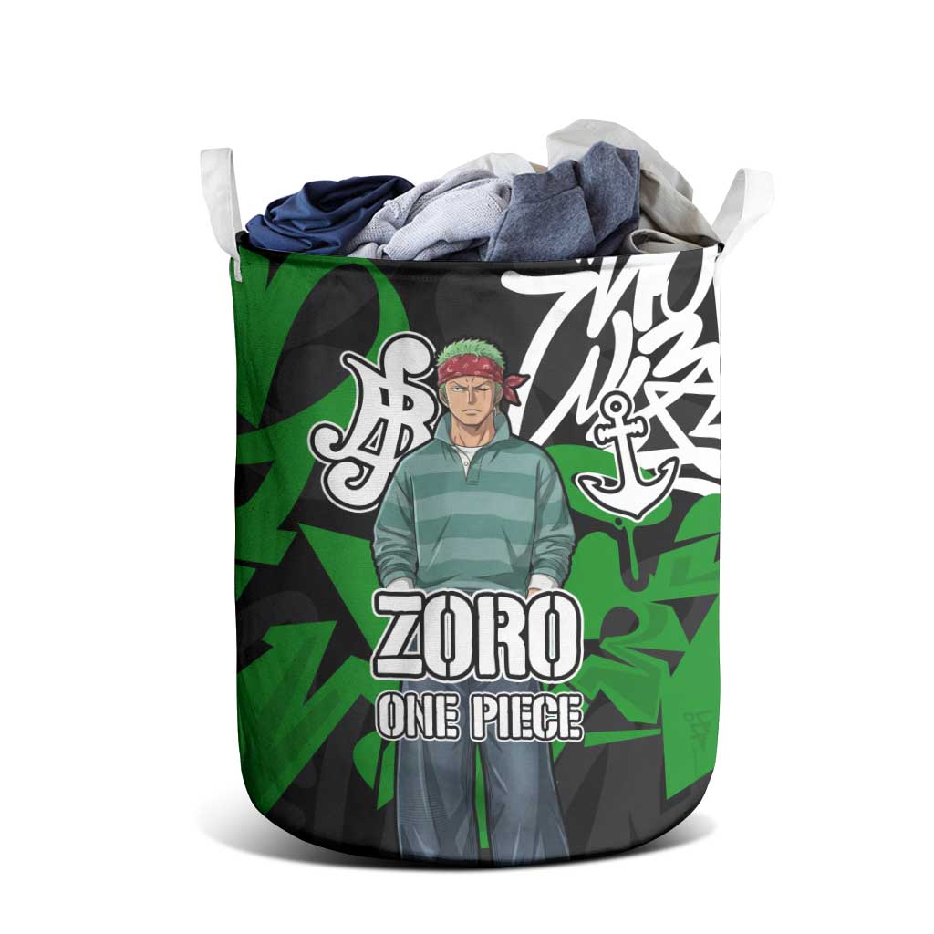 Roronoa Zoro One Piece Laundry Basket Graffiti Street Art Anime Collage