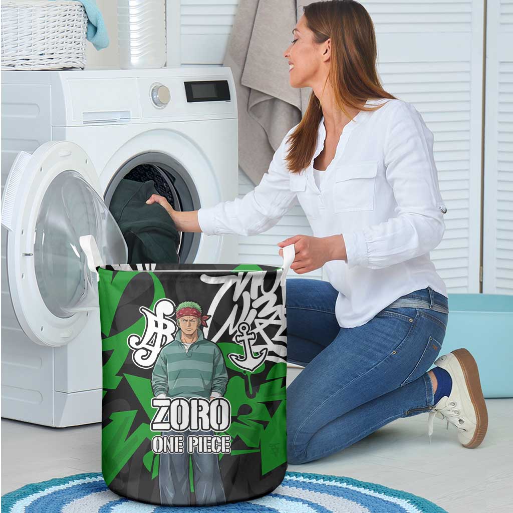 Roronoa Zoro One Piece Laundry Basket Graffiti Street Art Anime Collage