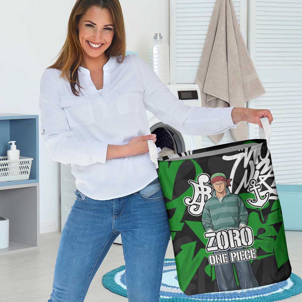 Roronoa Zoro One Piece Laundry Basket Graffiti Street Art Anime Collage