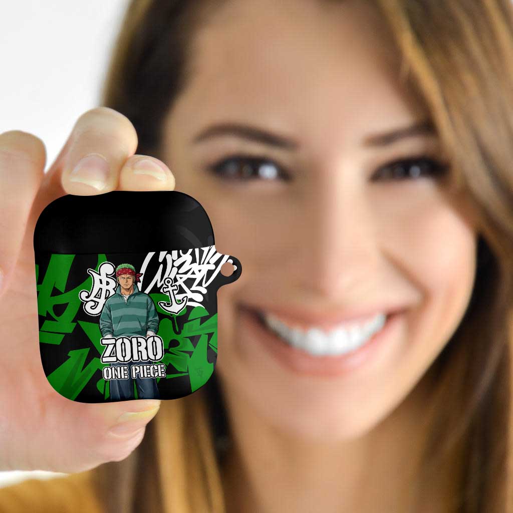 Roronoa Zoro One Piece AirPods Case Graffiti Street Art Anime Collage