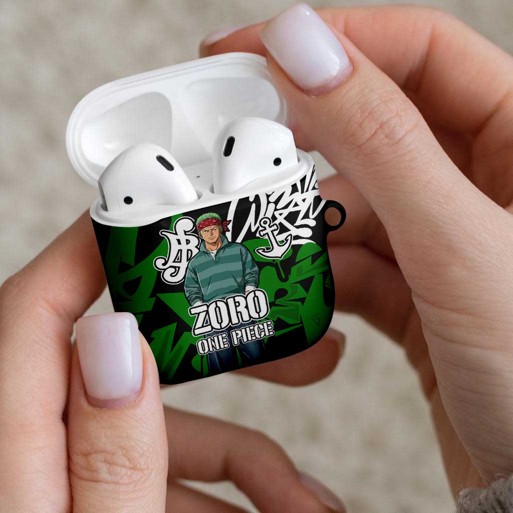 Roronoa Zoro One Piece AirPods Case Graffiti Street Art Anime Collage