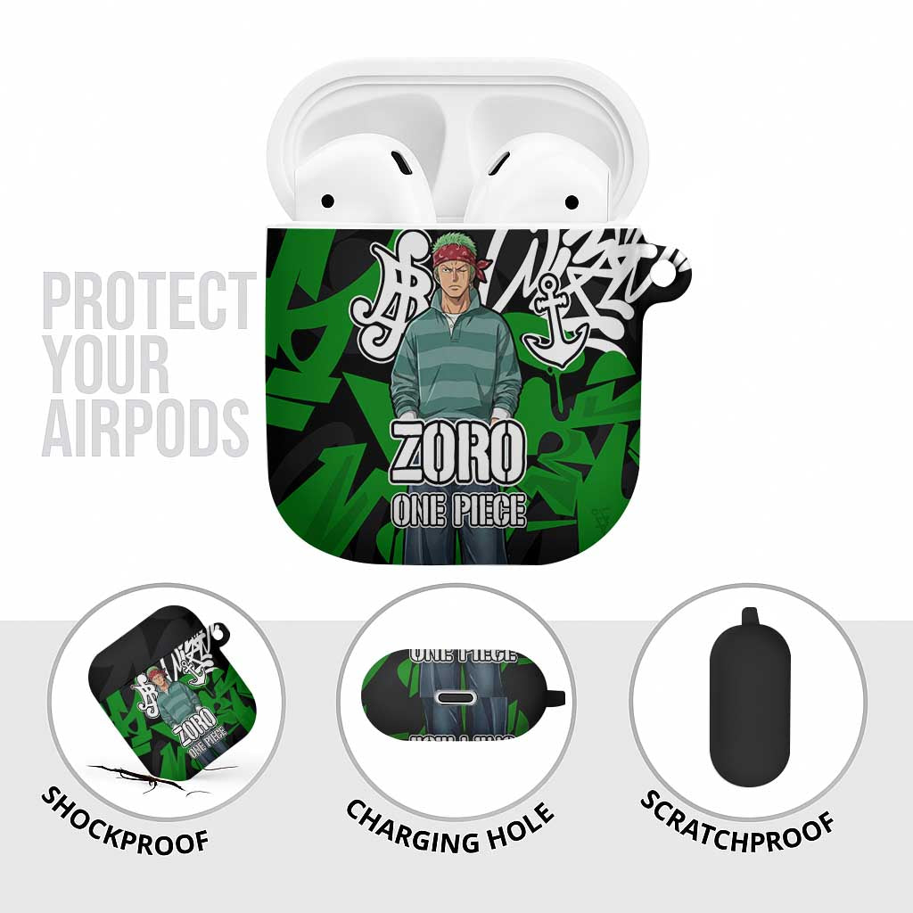 Roronoa Zoro One Piece AirPods Case Graffiti Street Art Anime Collage