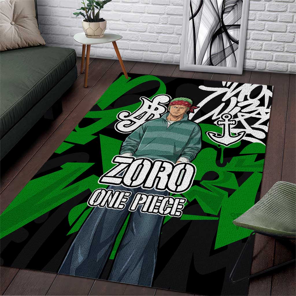 Roronoa Zoro One Piece Area Rug Graffiti Street Art Anime Collage