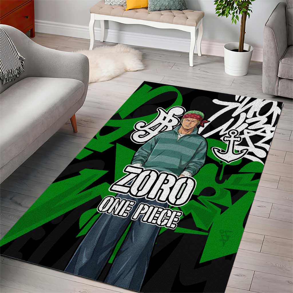 Roronoa Zoro One Piece Area Rug Graffiti Street Art Anime Collage