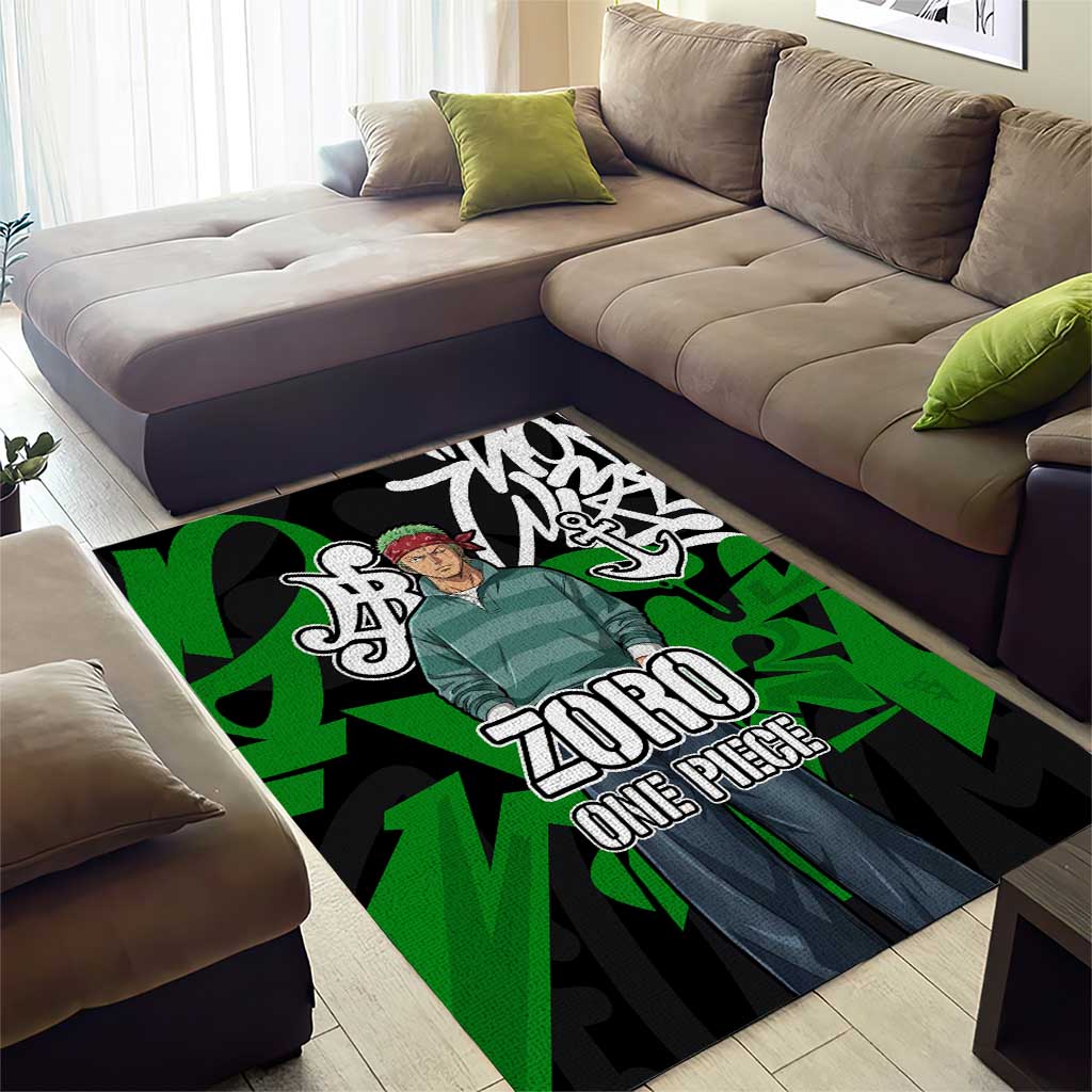 Roronoa Zoro One Piece Area Rug Graffiti Street Art Anime Collage