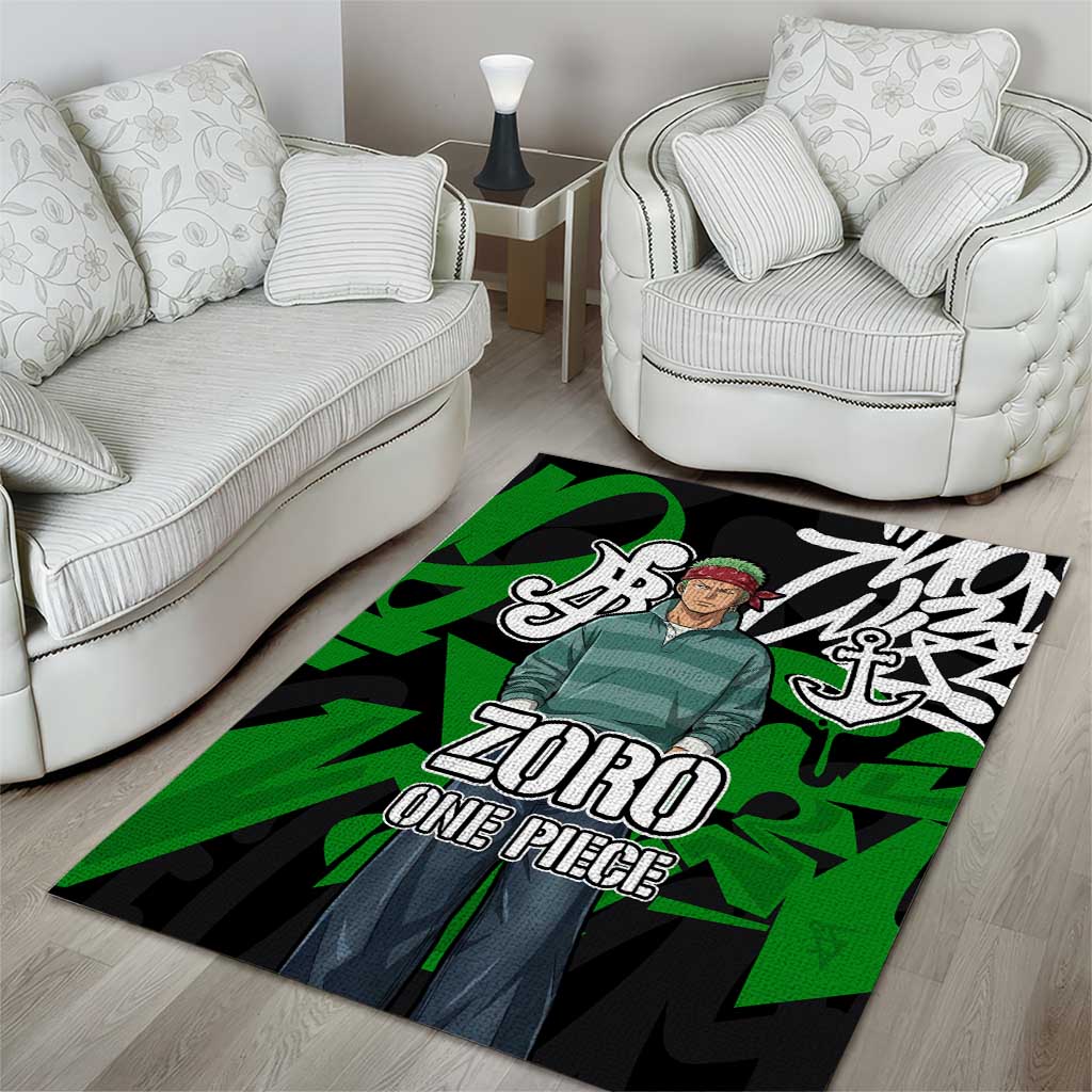 Roronoa Zoro One Piece Area Rug Graffiti Street Art Anime Collage