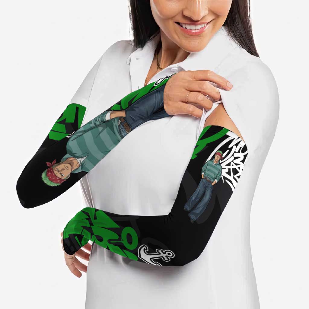 Roronoa Zoro One Piece Arm Sleeves Graffiti Street Art Anime Collage