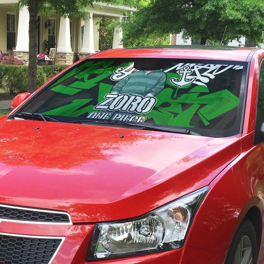 Roronoa Zoro One Piece Auto Sun Shade Graffiti Street Art Anime Collage