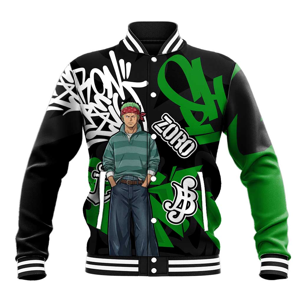 Roronoa Zoro One Piece Baseball Jacket Graffiti Street Art Anime Collage